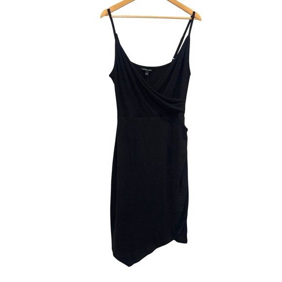 41 Hawthorn Dresses & Skirts - 41 Hawthorn Black Wrap Front Ribbed Knit Midi Dress Comfy Modal Blend Size L NWT